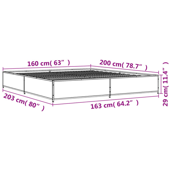 Schwarzes Bettgestell Nerciu 160x200cm (Holz und Metall)