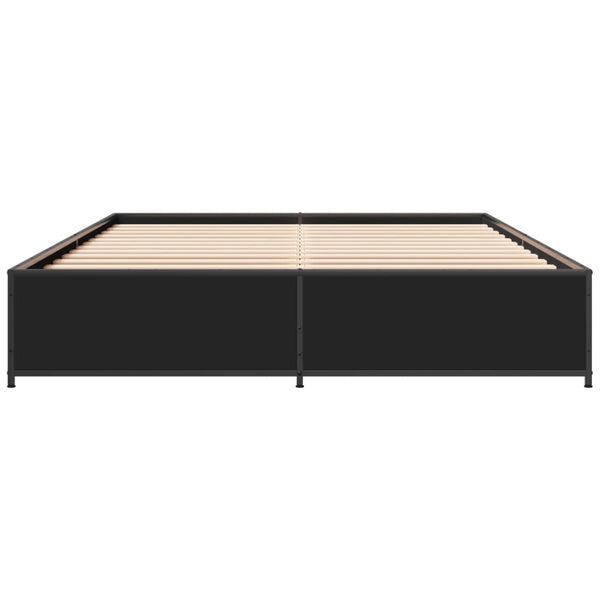 Schwarzes Bettgestell Nerciu 150x200cm (Holz und Metall)