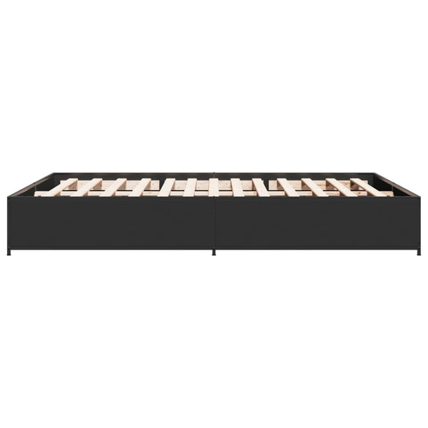 Schwarzes Bettgestell Nerciu 150x200cm (Holz und Metall)