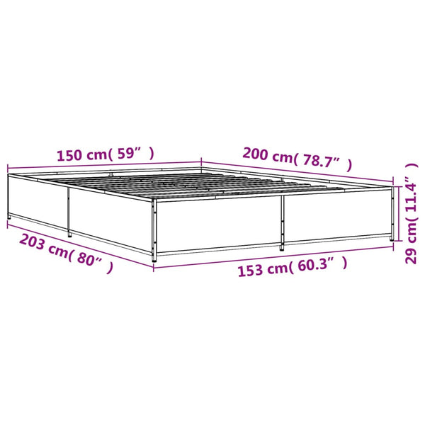 Schwarzes Bettgestell Nerciu 150x200cm (Holz und Metall)