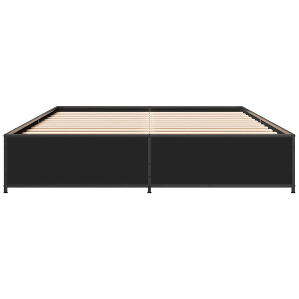 Nerciu Bettrahmen 135x190cm, schwarz (Holz und Metall)