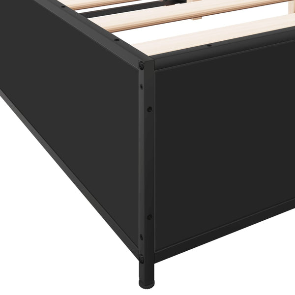 Schwarzes Bettgestell Nerciu 120x190cm (Holz und Metall)