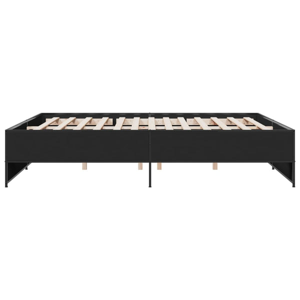 Schwarzes Bettgestell Gargelomina 200x200cm (Holz und Metall)