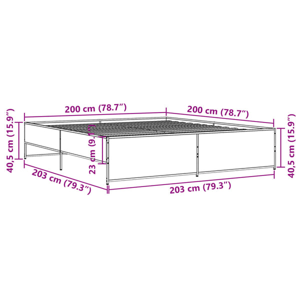 Schwarzes Bettgestell Gargelomina 200x200cm (Holz und Metall)
