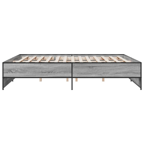 Graues Bettgestell Gargeloma 200x200cm (Holz und Metall)
