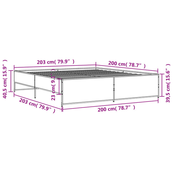 Graues Bettgestell Gargeloma 200x200cm (Holz und Metall)