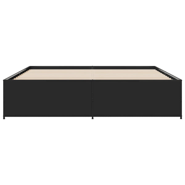 Schwarzes Bettgestell Gargeloma 180x200cm (Holz und Metall)