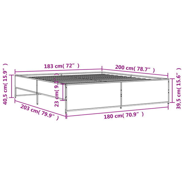 Grauer Bettrahmen Gargeloma 180x200cm (Holz und Metall)