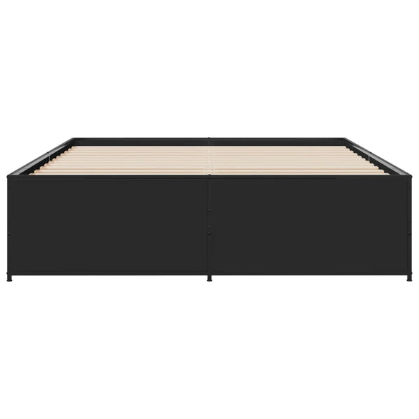 Schwarzes Bettgestell Gargelomina 160x200cm (Holz und Metall)