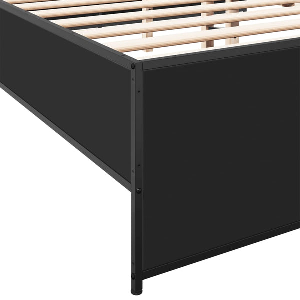 Schwarzes Bettgestell Gargelomina 160x200cm (Holz und Metall)