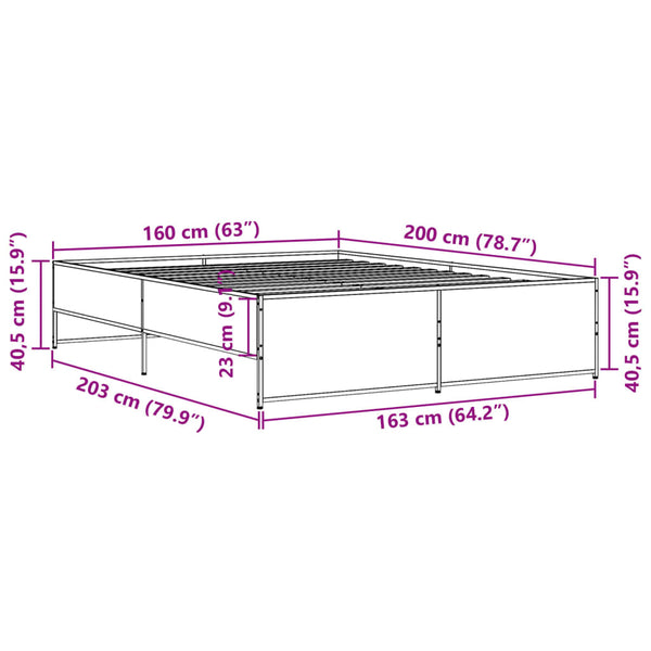 Schwarzes Bettgestell Gargelomina 160x200cm (Holz und Metall)