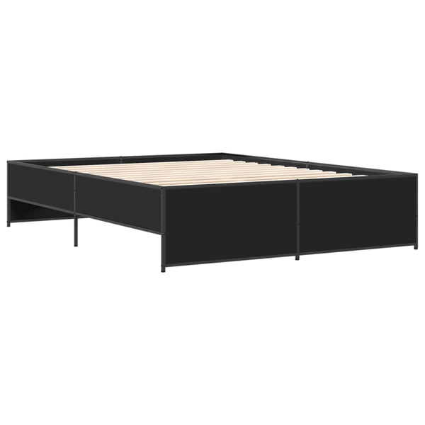 Schwarzes Bettgestell Gargelomina 150x200cm (Holz und Metall)