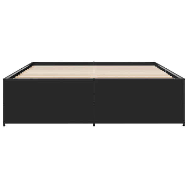 Schwarzes Bettgestell Gargelomina 150x200cm (Holz und Metall)