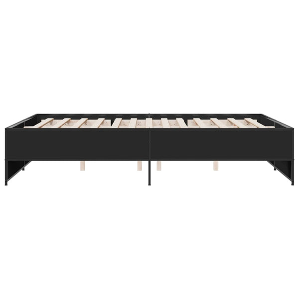 Schwarzes Bettgestell Gargelomina 150x200cm (Holz und Metall)