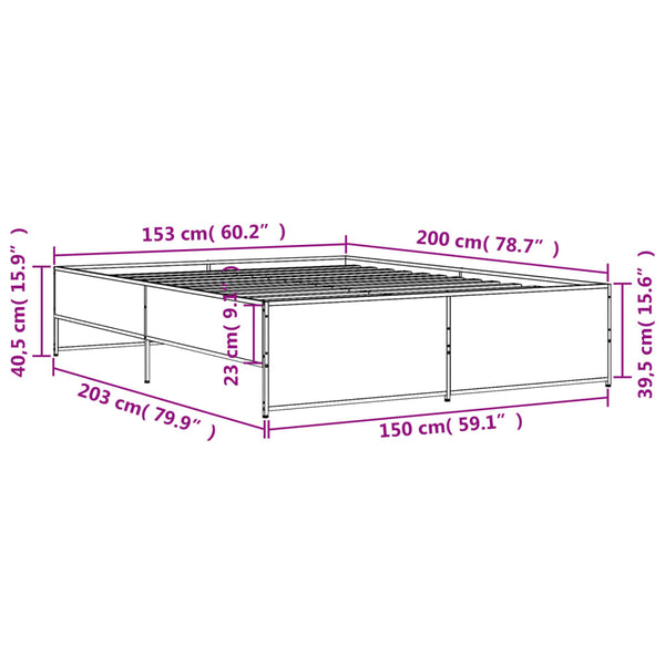 Schwarzes Bettgestell Gargelomina 150x200cm (Holz und Metall)