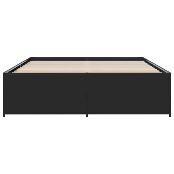 Schwarzes Bettgestell Gargelomina 140x200cm (Holz und Metall)