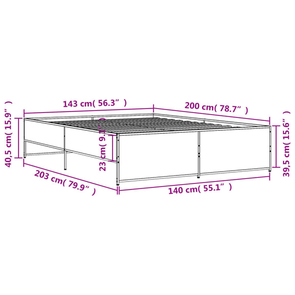 Schwarzes Bettgestell Gargelomina 140x200cm (Holz und Metall)