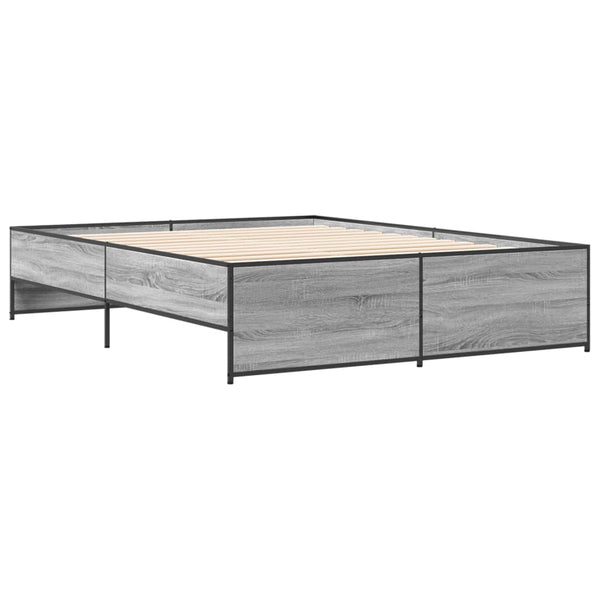 Graues Bettgestell Gargeloma 140x200cm (Holz und Metall)