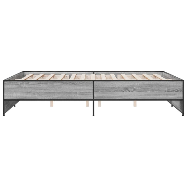 Graues Bettgestell Gargeloma 140x200cm (Holz und Metall)