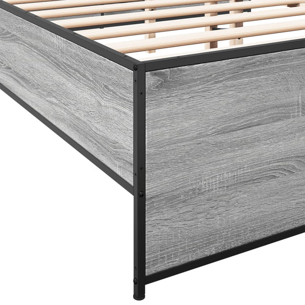 Graues Bettgestell Gargeloma 140x200cm (Holz und Metall)