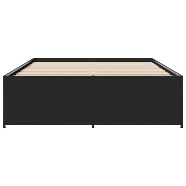 Schwarzes Bettgestell Gargeloma 140x190cm (Holz und Metall)