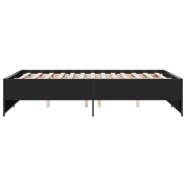 Schwarzes Bettgestell Gargeloma 140x190cm (Holz und Metall)