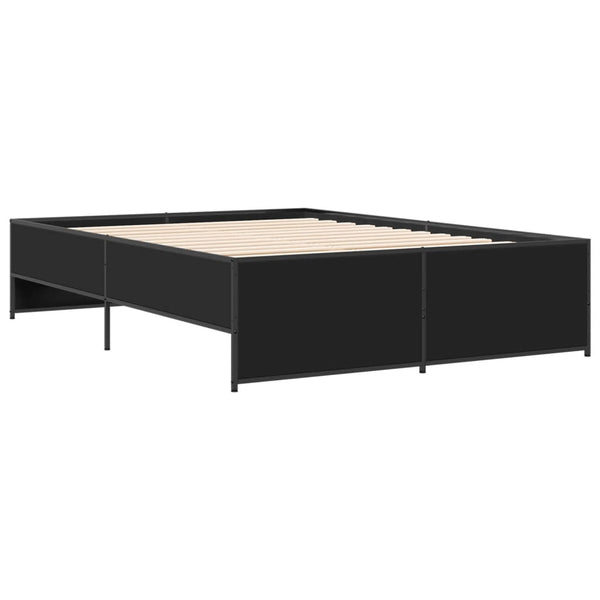 Schwarzes Bettgestell Gargeloma 140x190cm (Holz und Metall)