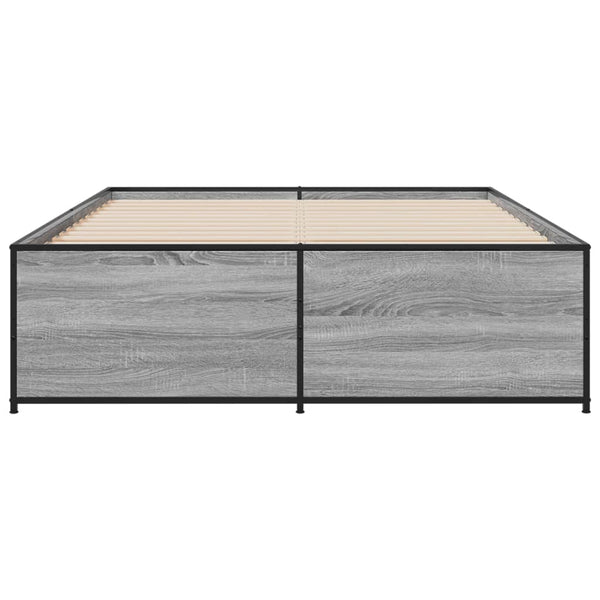 Graues Bettgestell Gargeloma 140x190cm (Holz und Metall)