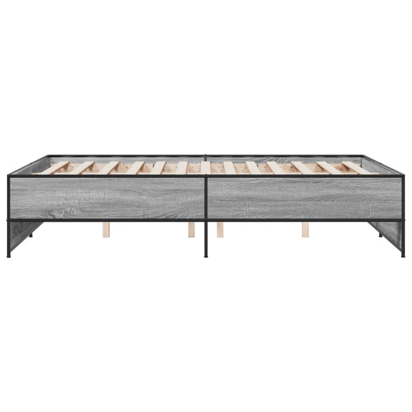 Graues Bettgestell Gargeloma 140x190cm (Holz und Metall)