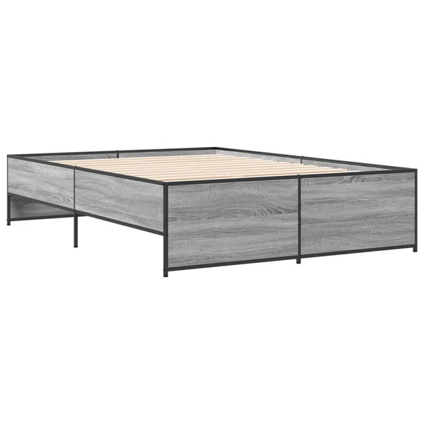 Graues Bettgestell Gargeloma 140x190cm (Holz und Metall)