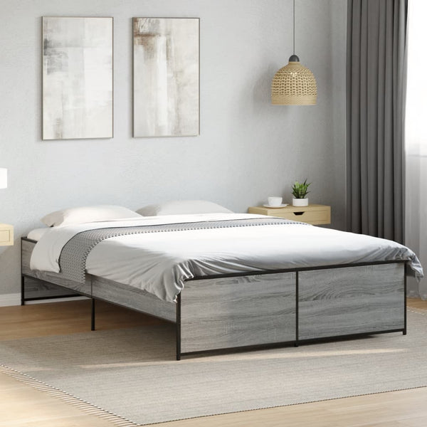 Graues Bettgestell Gargeloma 140x190cm (Holz und Metall)