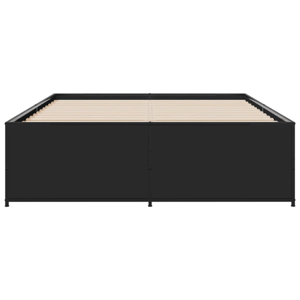 Schwarzes Bettgestell Gargeloma 135x190cm (Holz und Metall)