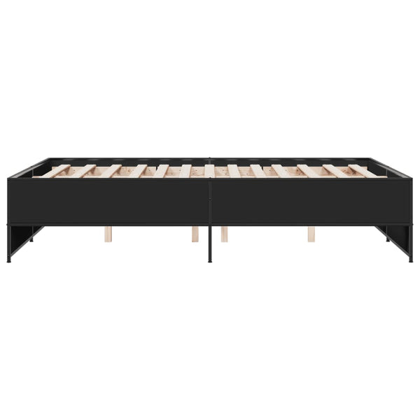 Schwarzes Bettgestell Gargeloma 135x190cm (Holz und Metall)