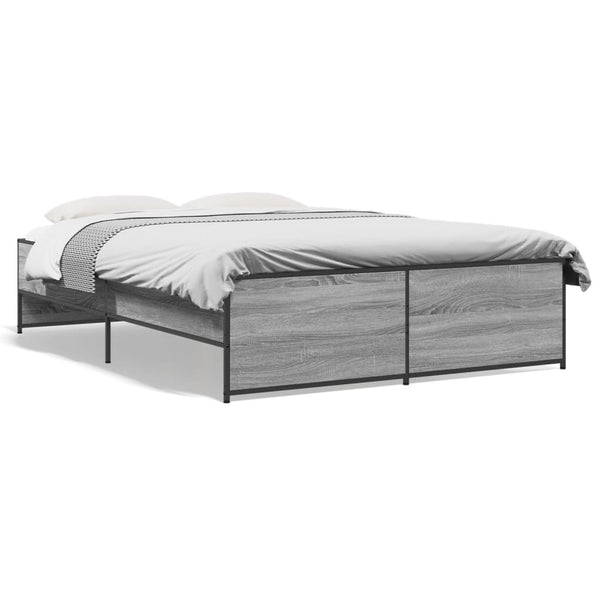 Graues Bettgestell Gargelomina 135x190cm (Holz und Metall)