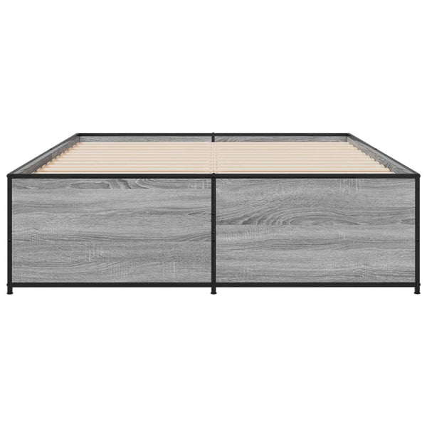 Graues Bettgestell Gargelomina 135x190cm (Holz und Metall)