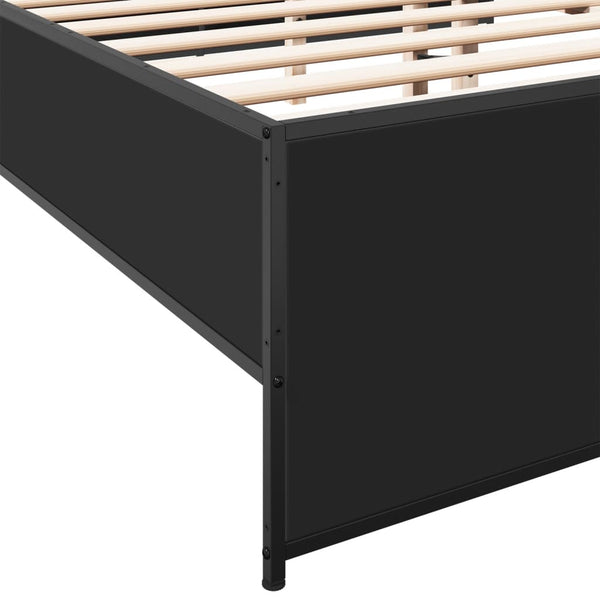 Schwarzer Bettrahmen Gargeloma 120x190cm (Holz und Metall)