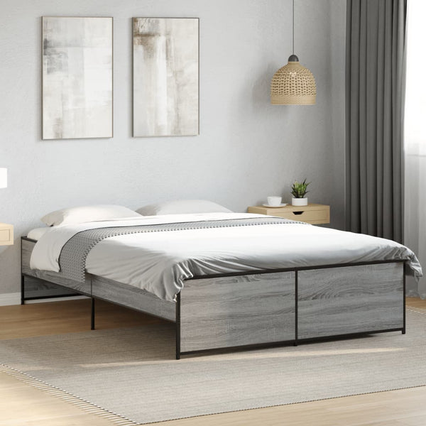 Graues Bettgestell Gargeloma 120x190cm (Holz und Metall)