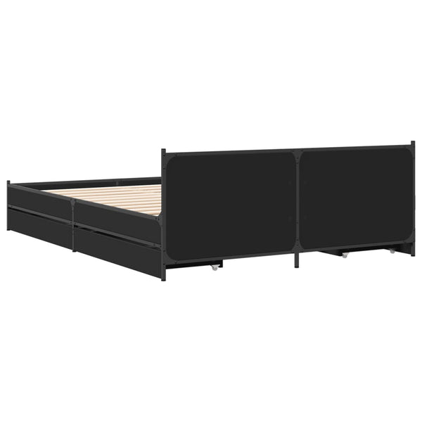 Schwarzes Bettgestell mit Schubladen Chesley 135x190cm (Holz)