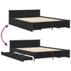 Schwarzes Bettgestell mit Schubladen Chesley 135x190cm (Holz)