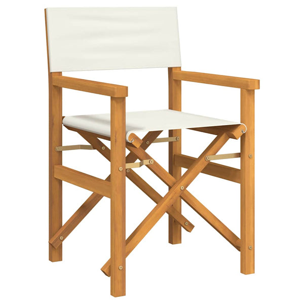 Cremefarbener Klappstuhl Mosnenilor (Teak massiv)