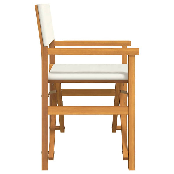 Cremefarbener Klappstuhl Mosnenilor (Teak massiv)
