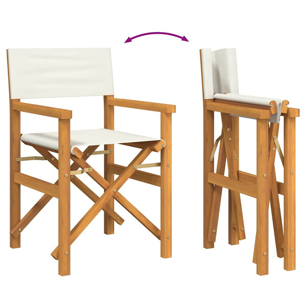 Cremefarbener Klappstuhl Mosnenilor (Teak massiv)