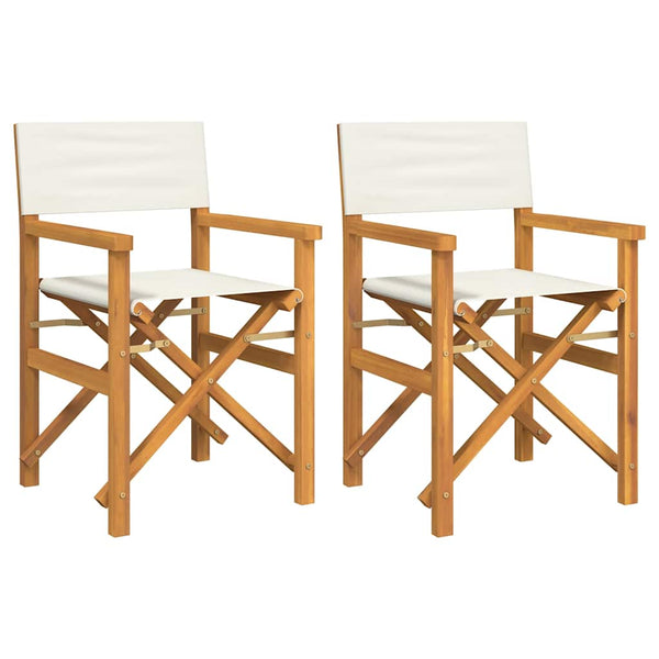 Cremefarbene klappbare Regiestühle Mosnenilor (2 Stück cremefarbenes Teakholz)