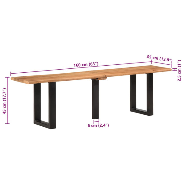 Sitzbank Ronela 160 cm (Akazienholz und Stahl)