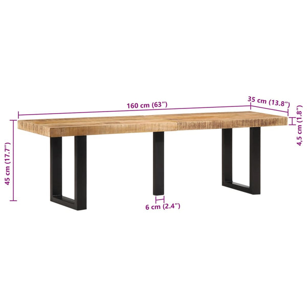 Bank Ronela 160 cm (grobes Mangoholz und Stahl)