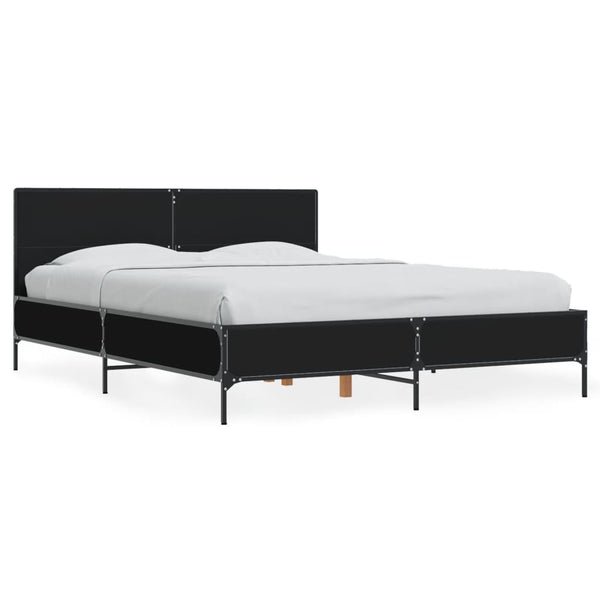 Schwarzer Bettrahmen Edidia 120x200cm (Holz und Metall)