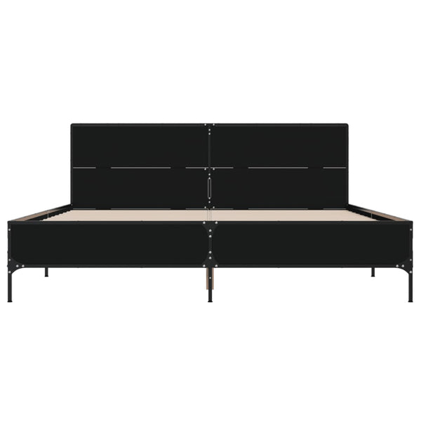 Schwarzer Bettrahmen Edidia 120x200cm (Holz und Metall)