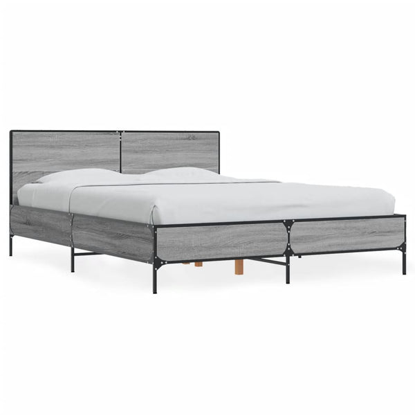 Graues Bettgestell Edidia 120x200cm (Holz und Metall)