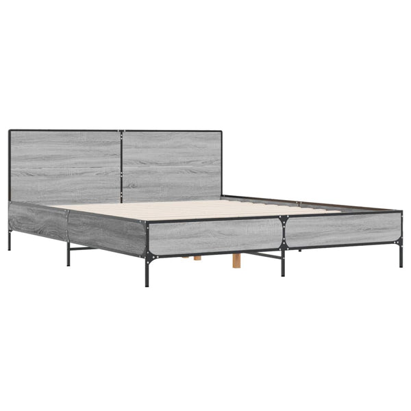 Graues Bettgestell Edidia 120x200cm (Holz und Metall)