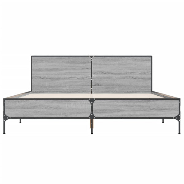 Graues Bettgestell Edidia 120x200cm (Holz und Metall)